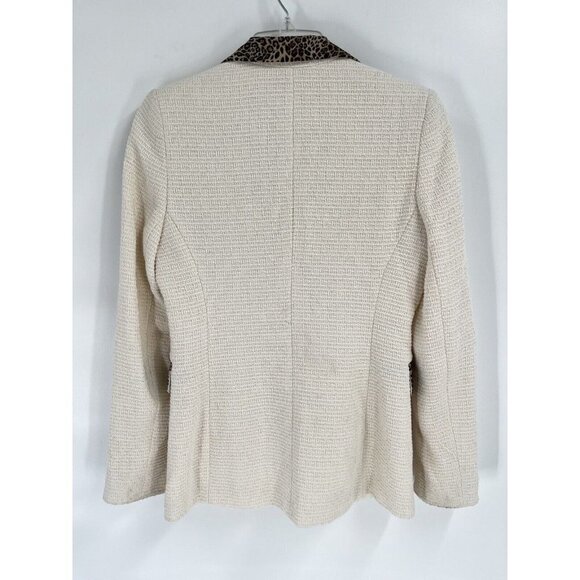 Helene London Cream Animal Print Blazer Boucle Sz Small - Picture 5 of 5